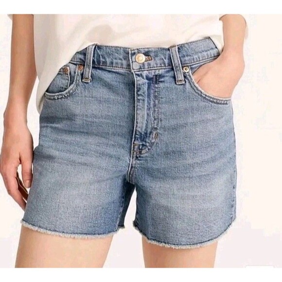 J. Crew High-Rise Denim Shorts Tea Time Wash Raw Hem Cutoffs AV425 Size 27 - Picture 1 of 9